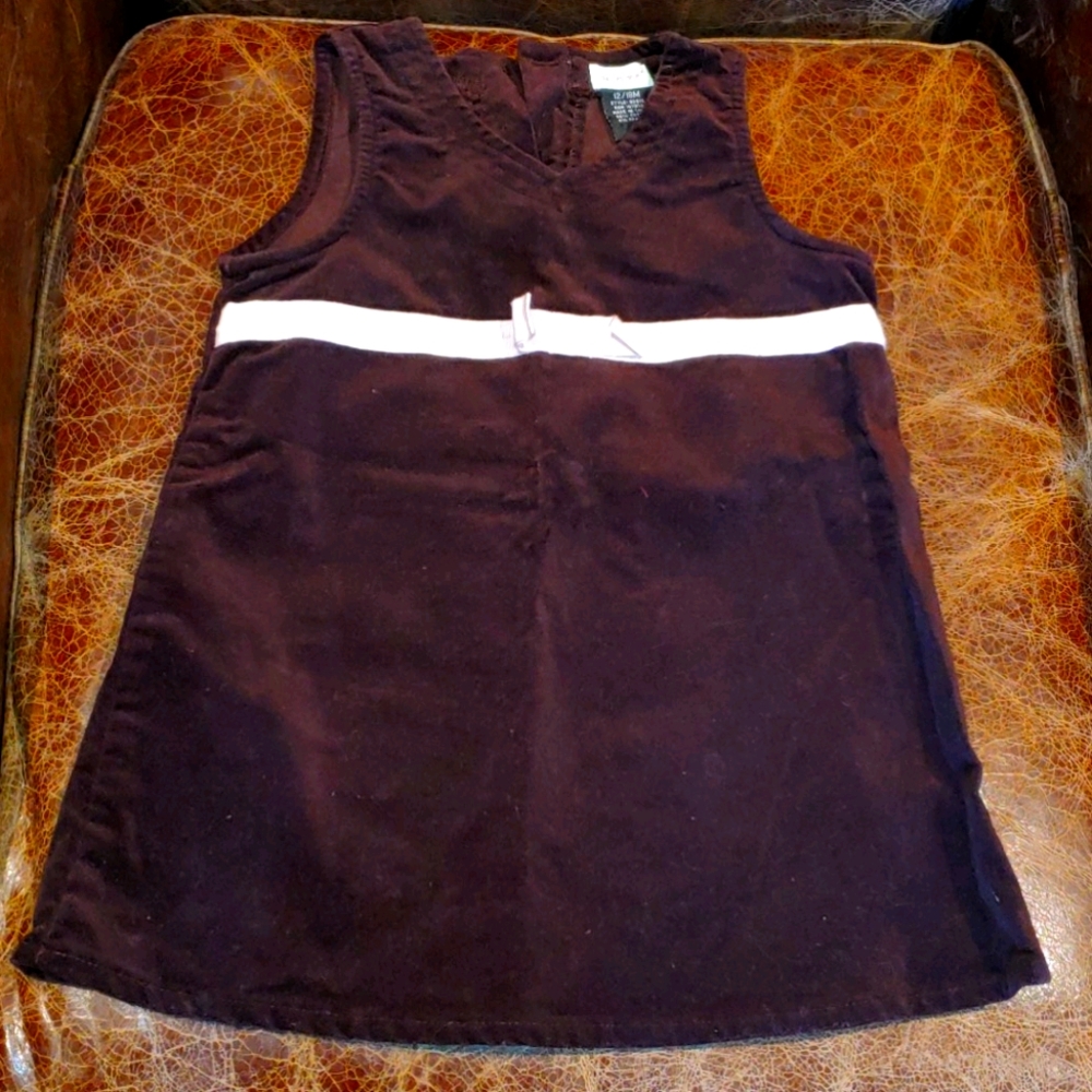 NWOT Brown Velvet Sleeveless Dress w/Pink Ribbon